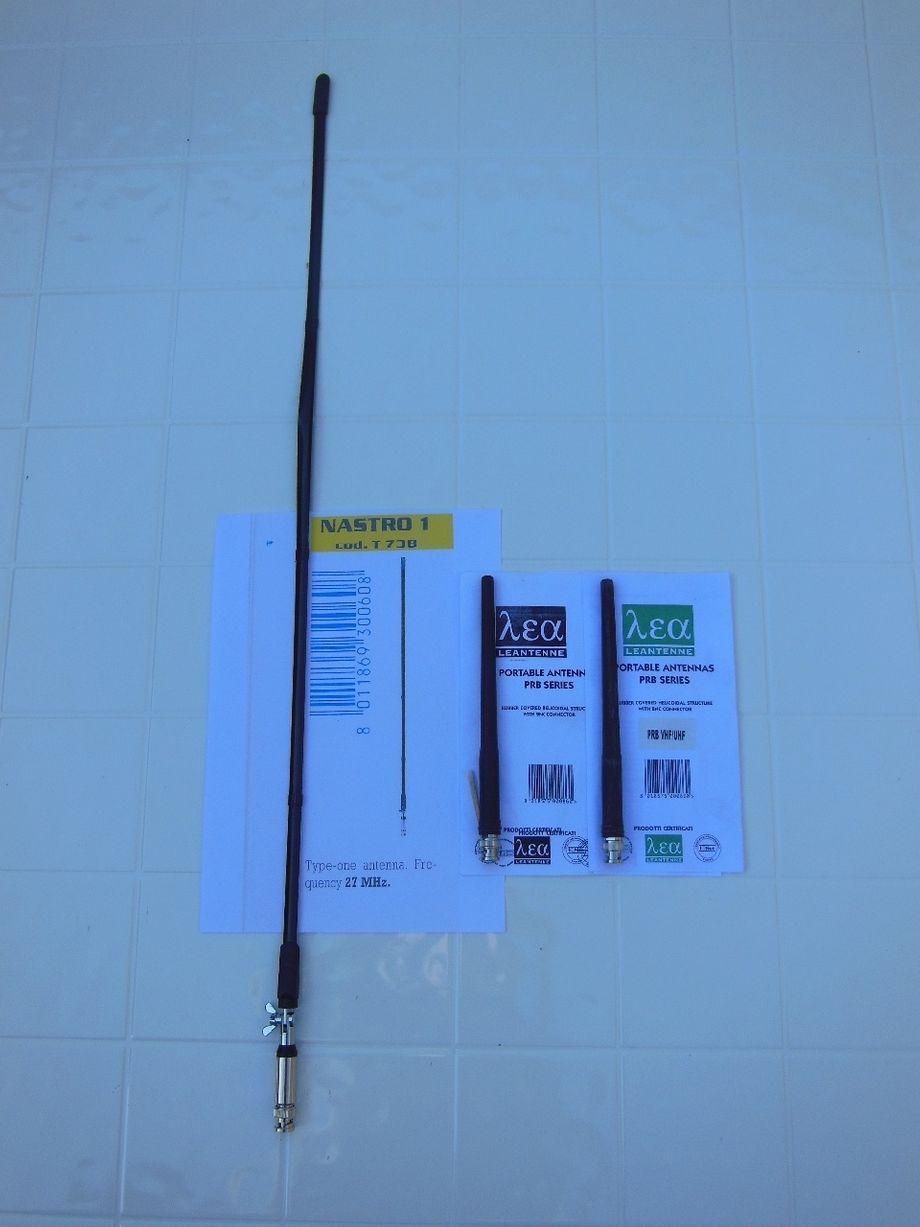 ANTENNE-FOR-HÅND-WALKIE-NASTRO-1-26-28MHZ-Høyde-78cm-max-100Watt-BNC-Conn;                                       Kr 200,-
ANTENNE-FOR-HÅND-MARINA-150-160MHZ-Høyde-20cm-Max-100Watt-BNC-Conn; (Fungerer bra RX scanner)       K 150,-
ANTENNE-FOR-VHF-UHF-144-432MHZ-Høyde-20cm-Max-100Watt-
Kr 150,- BNC-Conn; (Fungerer  bra RX scanner)           Kr 150,-
+Porto;
epost; odderiks@online.no