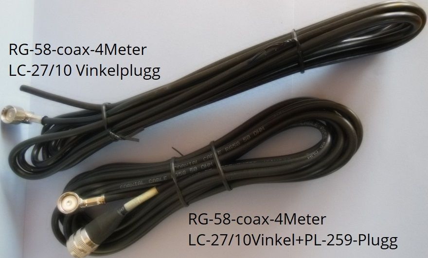 RG-58-coax-4Meter-LC-27/10 Vinkelplugg;Kr75,-
RG-58-coax-4Meter-LC-27/10 Vinkelplugg+PL259;Kr150,-
+Porto/Brevsending;
Kontakt:odderiks@online.no