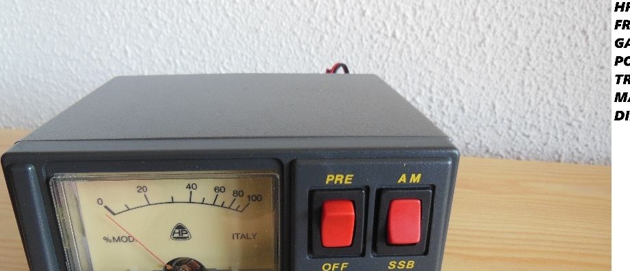 ZETAGI-HP 29 -Preamplifier-Mod;Meter;26-30Mhz-Belysning-50Watt-AM/FM-Vekt;0,6Kg-Dimm;130x130x80mm;Kr650,-
+Porto;Norgespakken;Kr150,-Kontakt;epost;odderiks@online.no